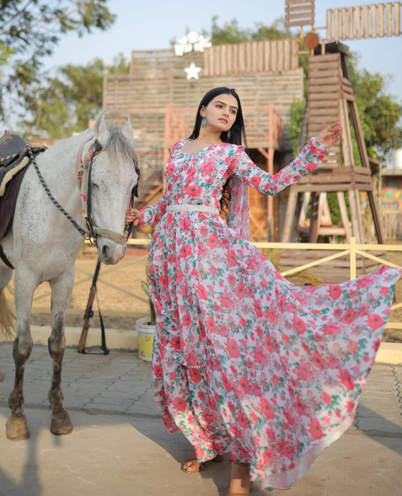Ka 1022 Faux Georgette Readymade Designer Gown Dupatta Catalogue